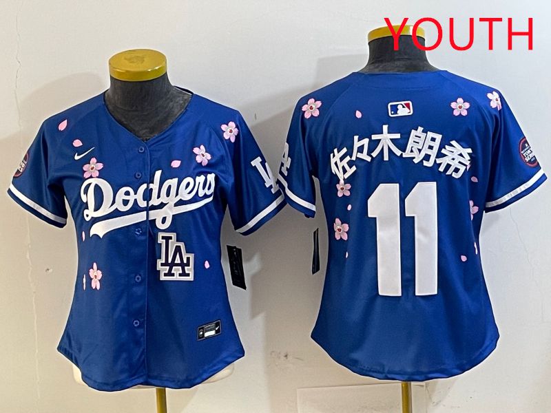 Youth Los Angeles Dodgers 11 R.Sasaki Blue Sakura Edition 2025 Nike MLB Jersey style 9
